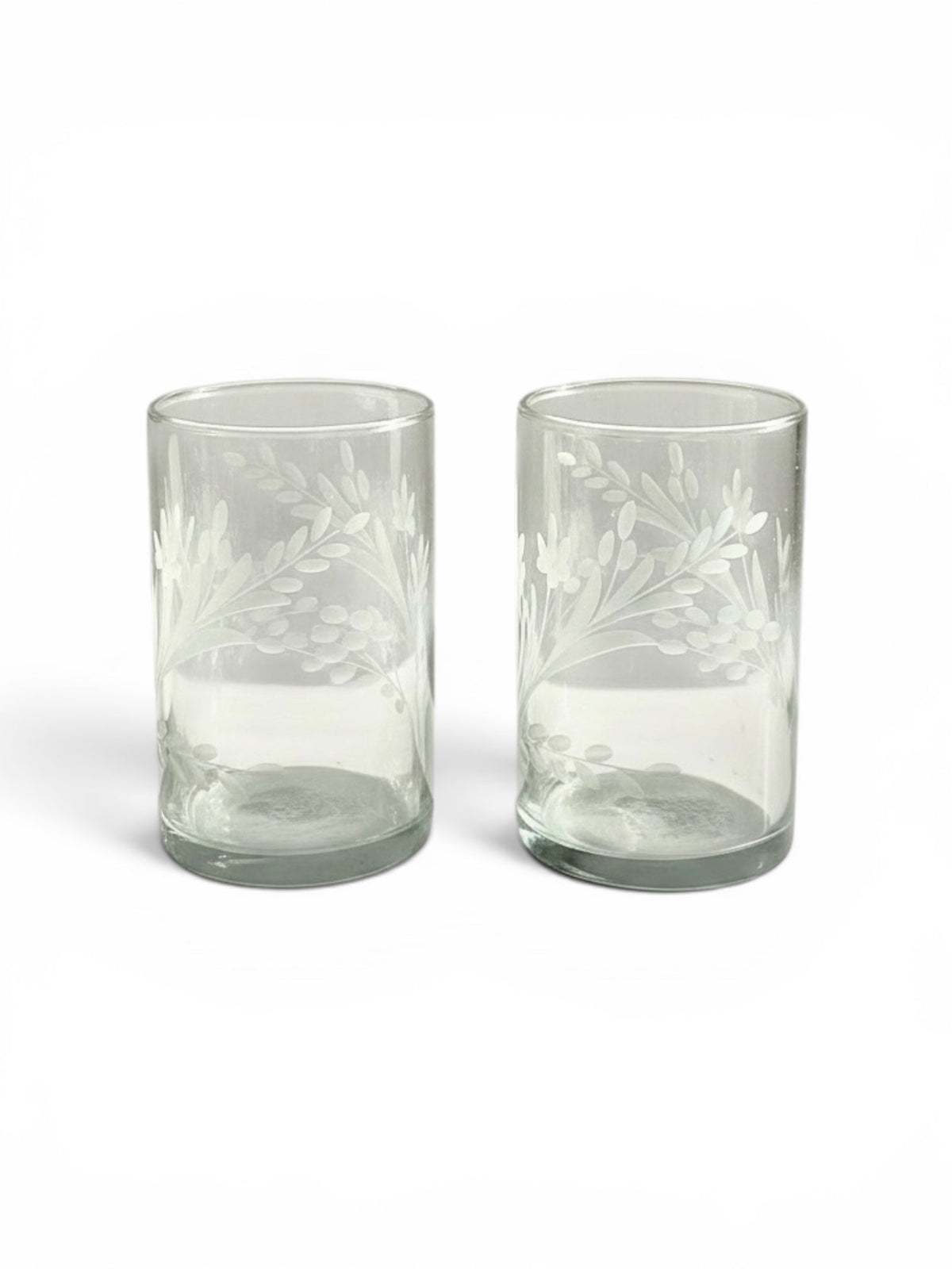 Hand-etched Tumbler Glass, Set of 2