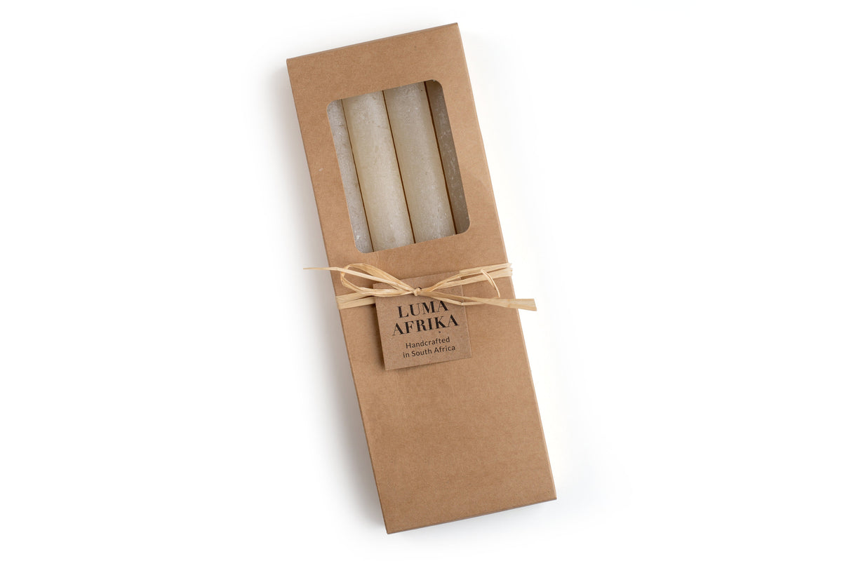 Frosted Taper Candles, Set of 4 | Ivory