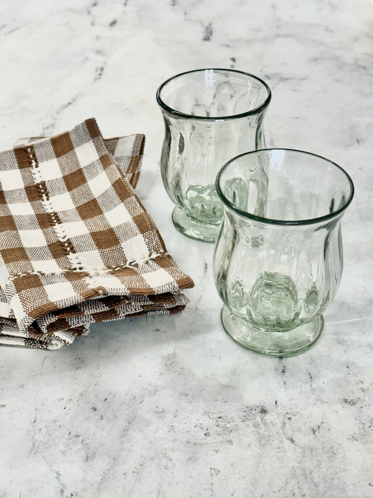 Handblown Fluted Recycled Glass - Set of 2