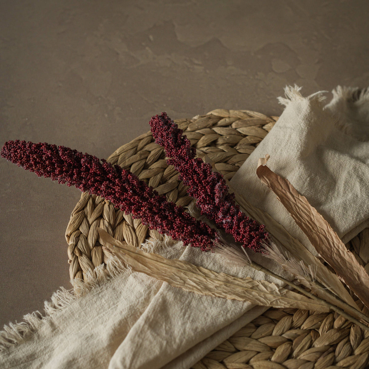 31" Burgundy Sorghum Spray – Faux Fall Floral