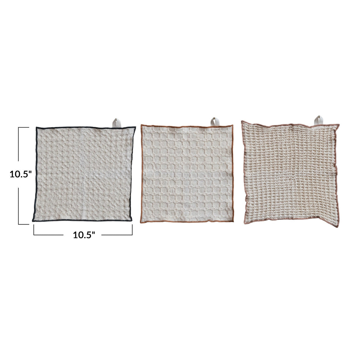 Cotton Waffle Weave Dish Cloths – Set of 3, Natural & Neutral Colors