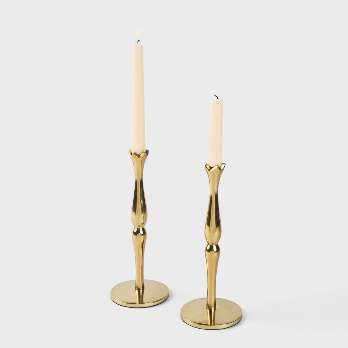 Classic Brass Candlesticks - Set of 2
