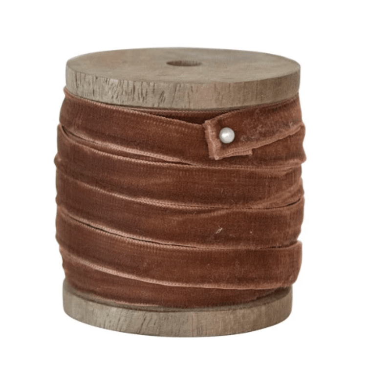 Velvet Ribbon on Wood Spool - Brown Shades | 10 Yards | 3 Colors