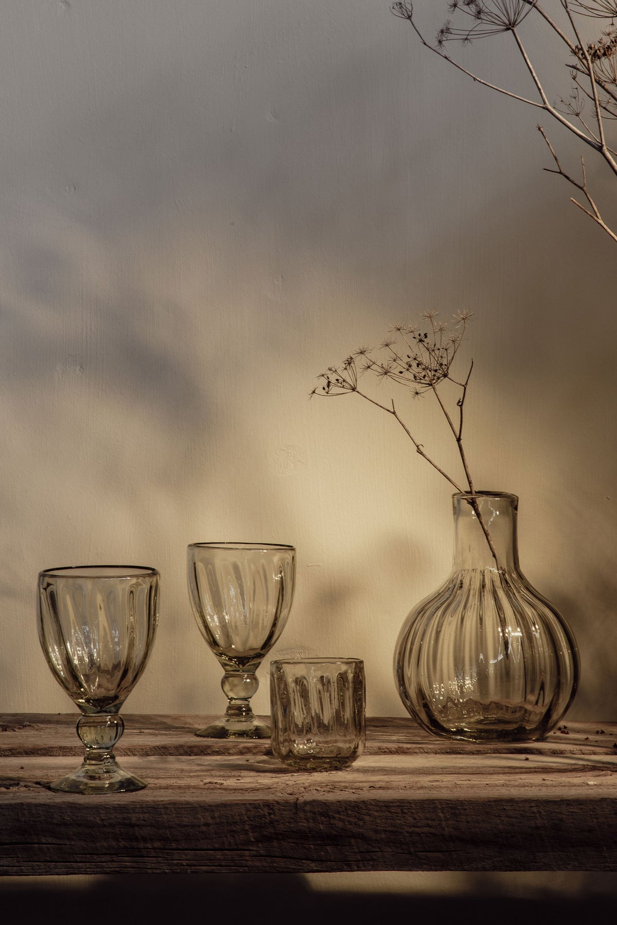 Fluted Recycled Glass Carafe