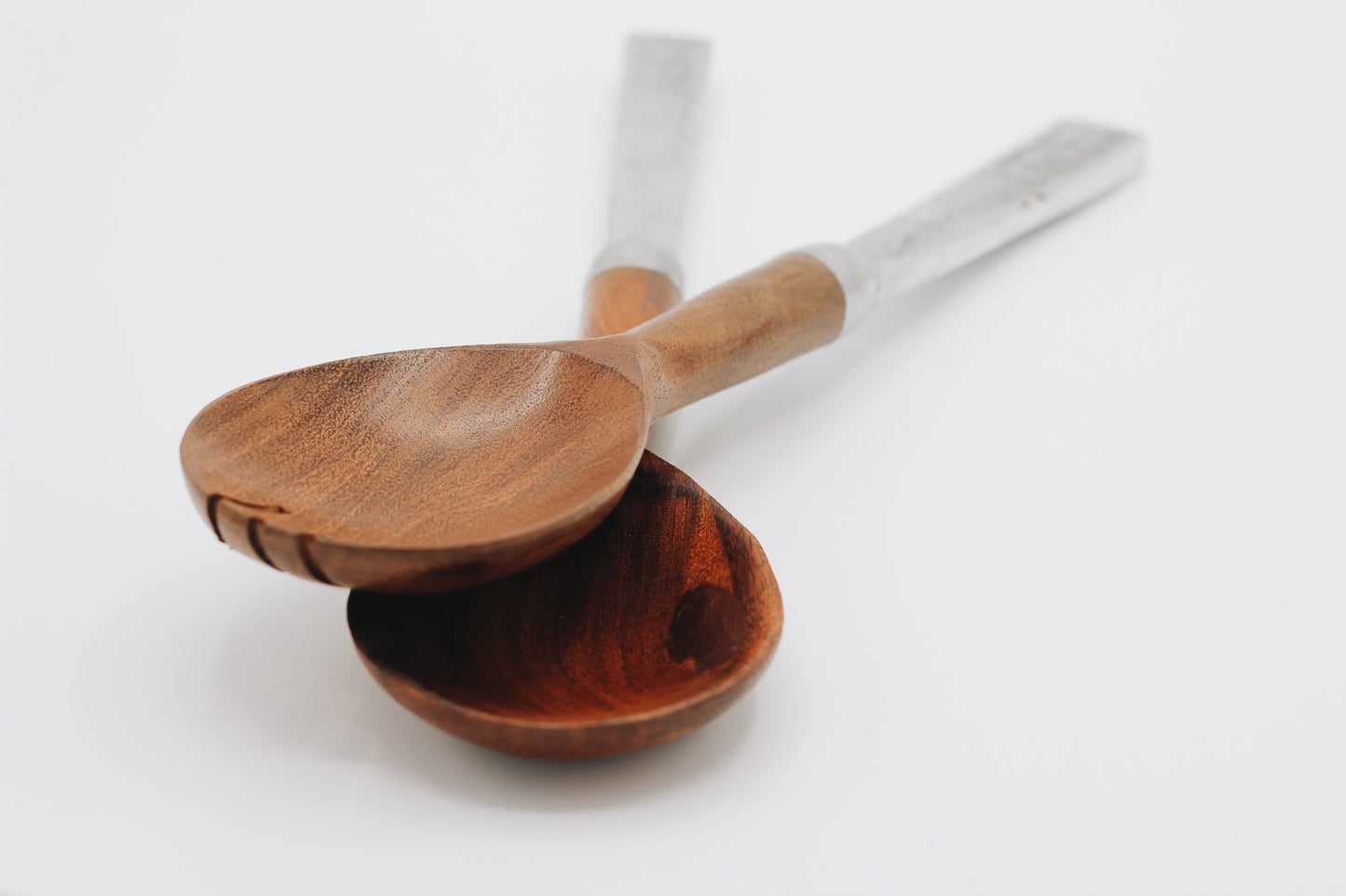 Wooden and Pewter Salad Servers
