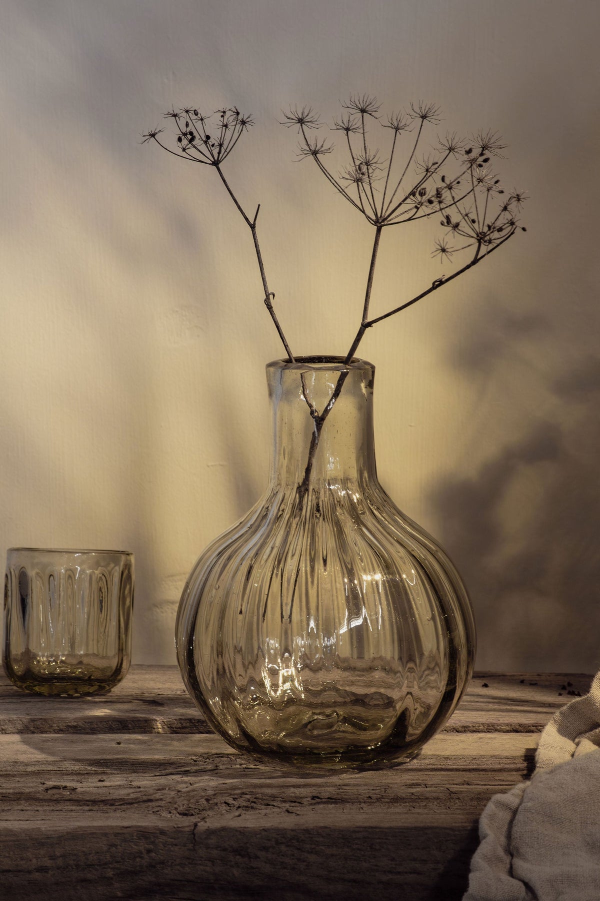 Fluted Recycled Glass Carafe