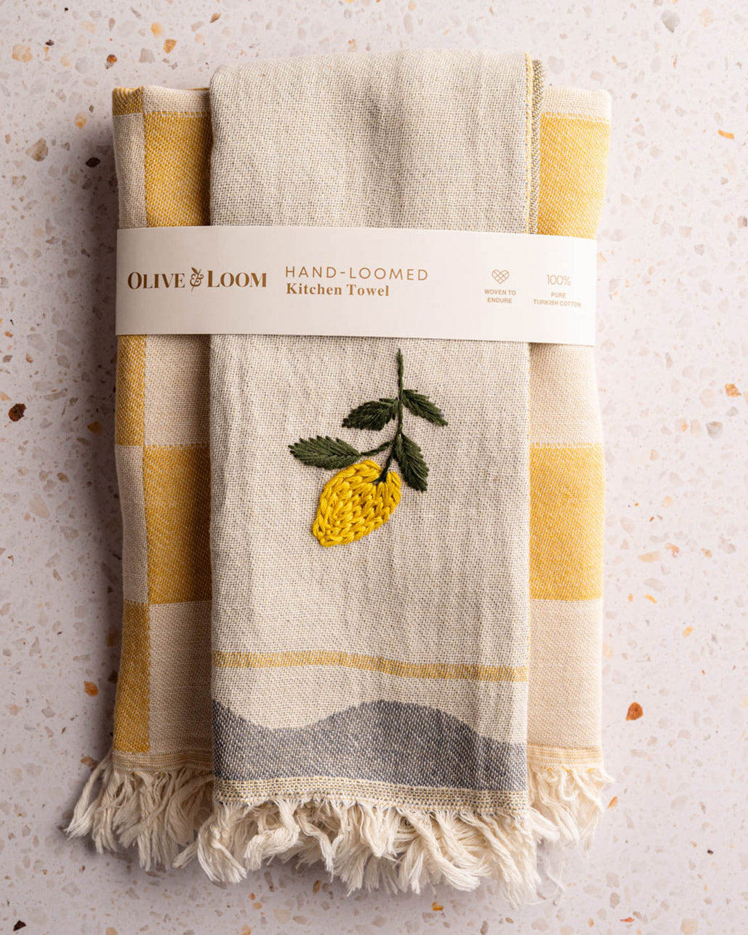 Lemon Hand-Stitched Towel Set