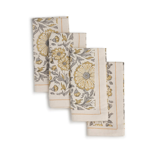 S/4 Hand Block Printed Cotton Napkins - Embellish