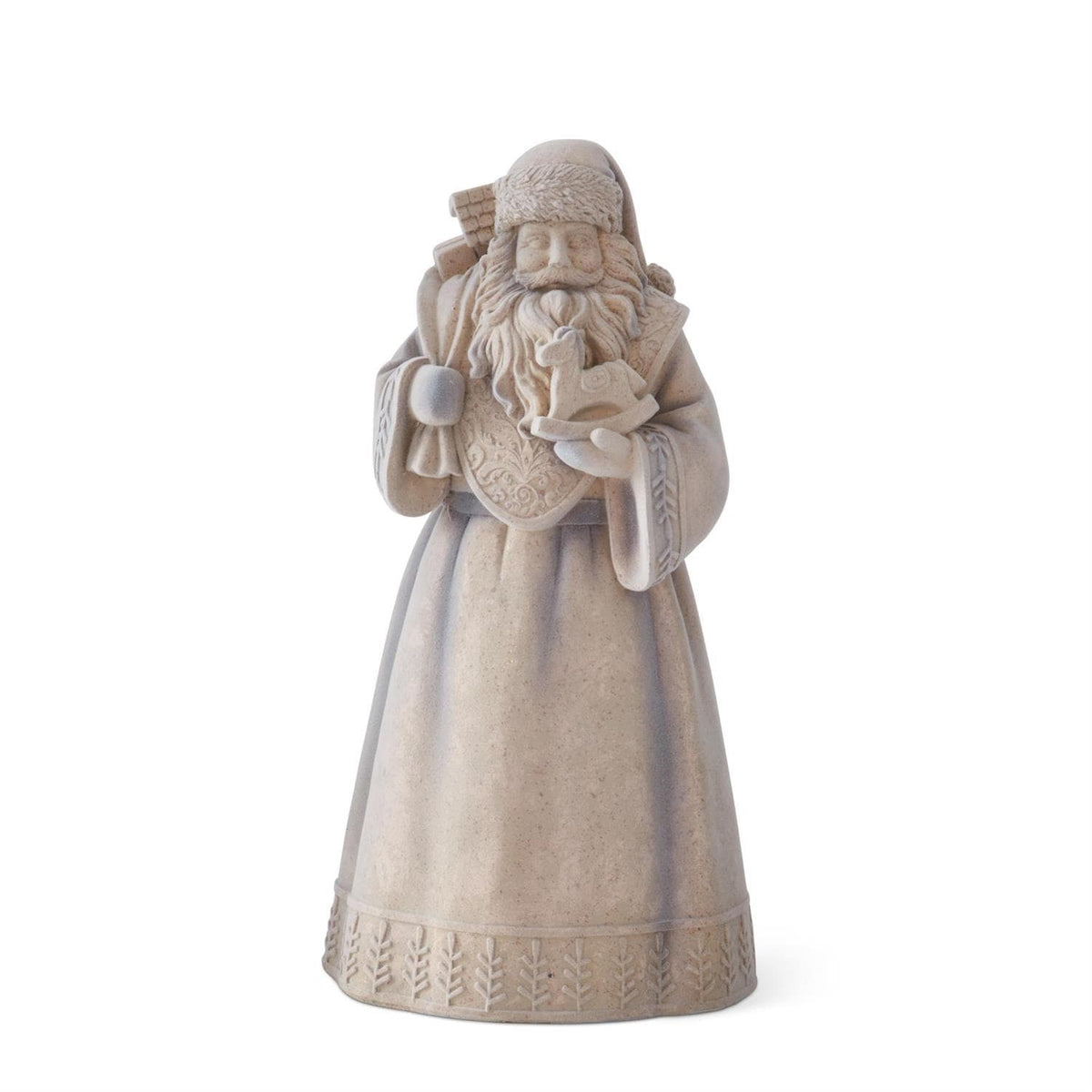 15.5 Inch Blue-Gray Gold Speckled Flocked Santa Figurine