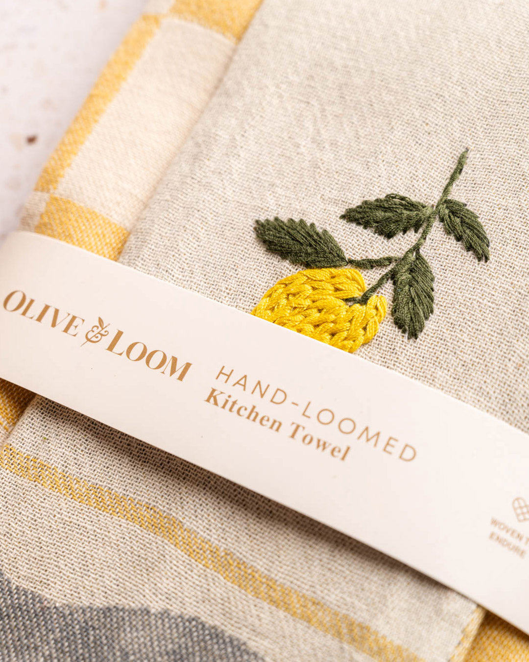 Lemon Hand-Stitched Towel Set