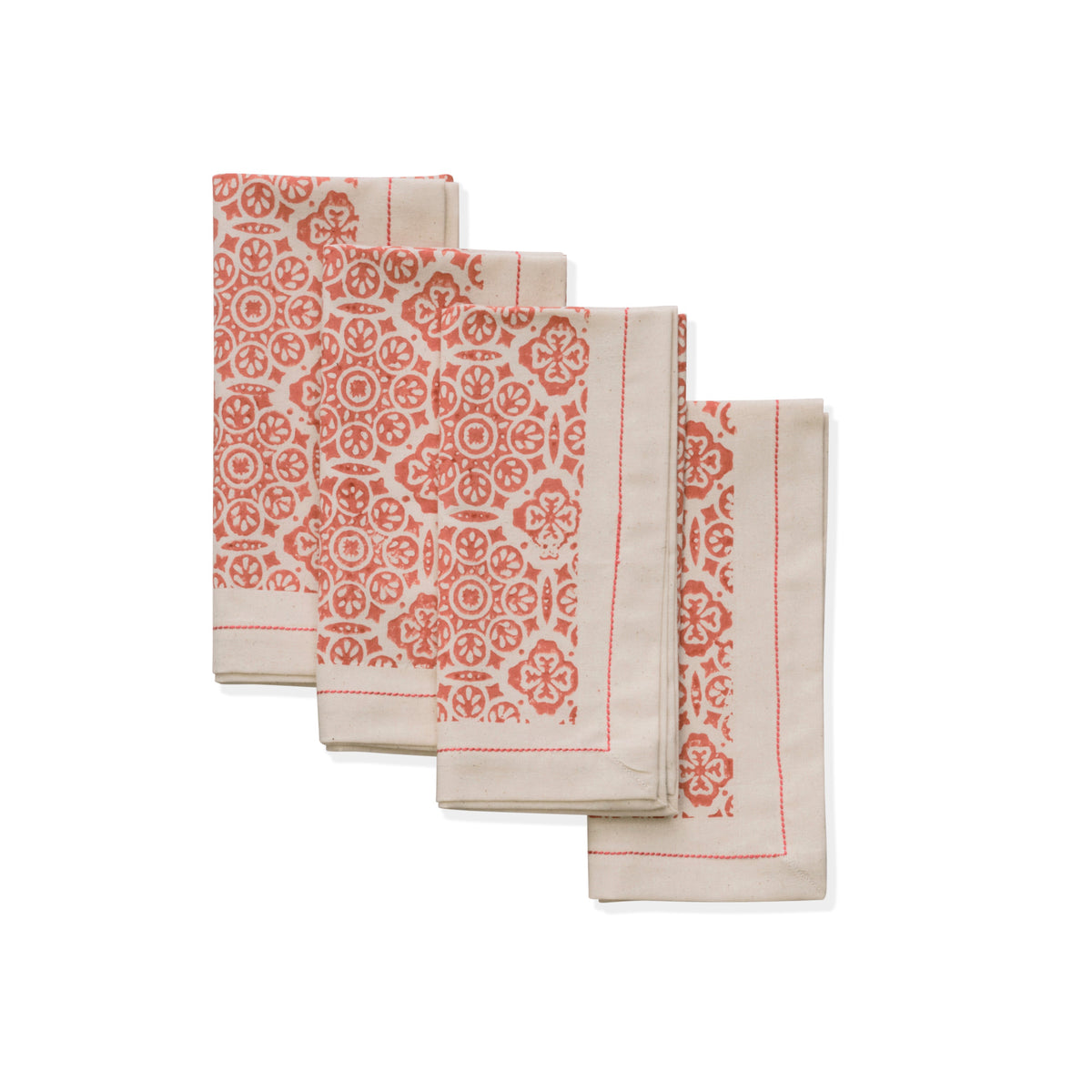 S/4 Hand Block Printed Cotton Napkins - Embellish