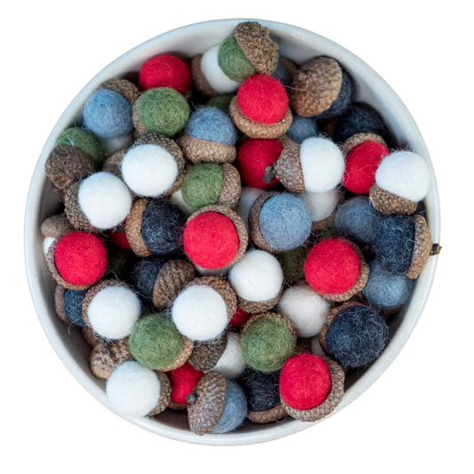 Felt Christmas Acorns- Set of 15