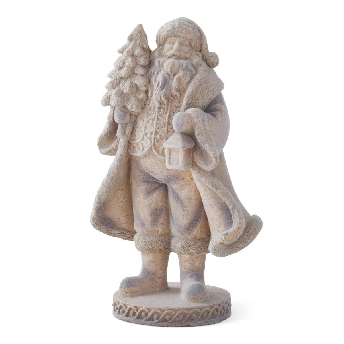9 Inch Blue-Gray Gold Speckled Flocked Santa Figurines-Two Styles