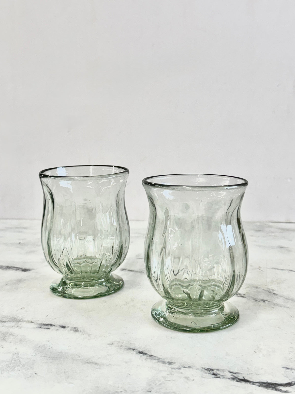 Handblown Fluted Recycled Glass - Set of 2