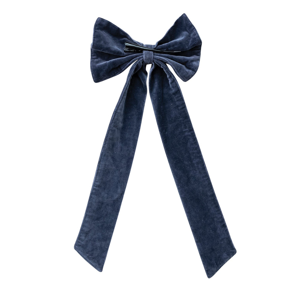 Navy Cotton Velvet Clip-On Christmas Bow – 2 Sizes