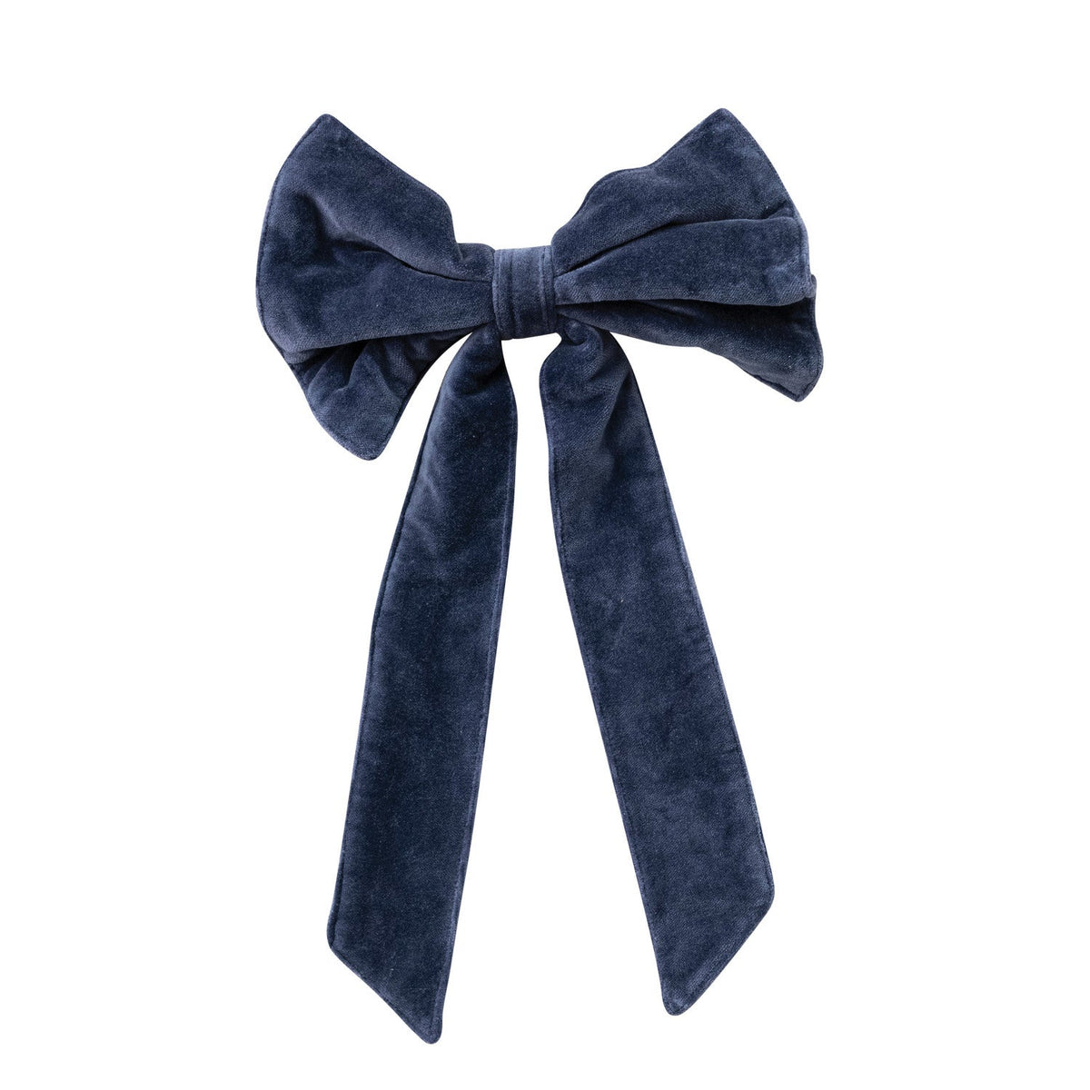 Navy Cotton Velvet Clip-On Christmas Bow – 2 Sizes