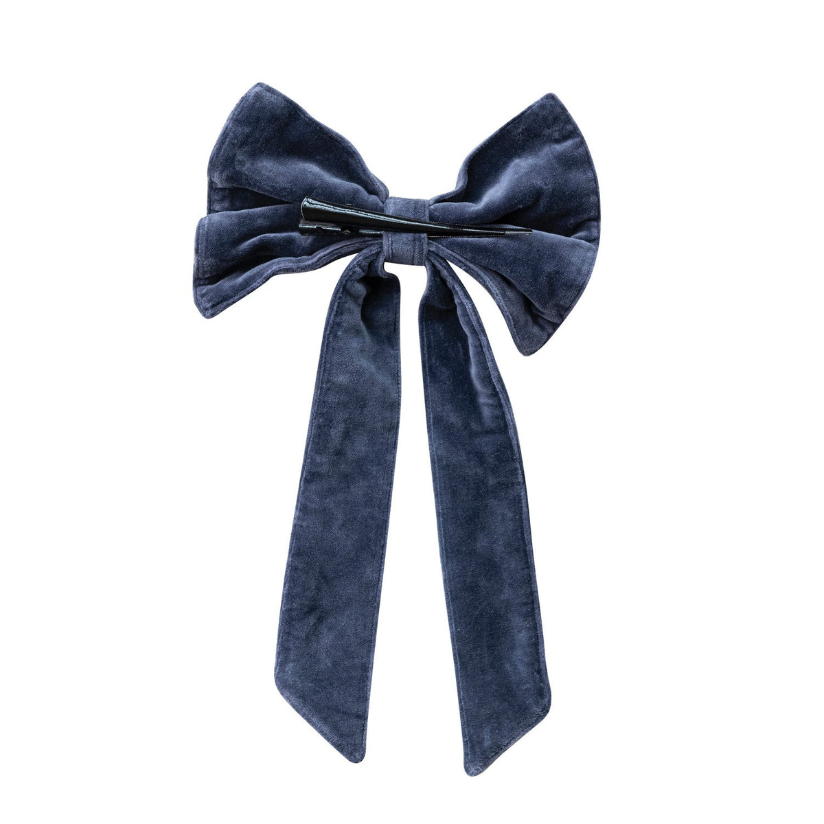 Navy Cotton Velvet Clip-On Christmas Bow – 2 Sizes