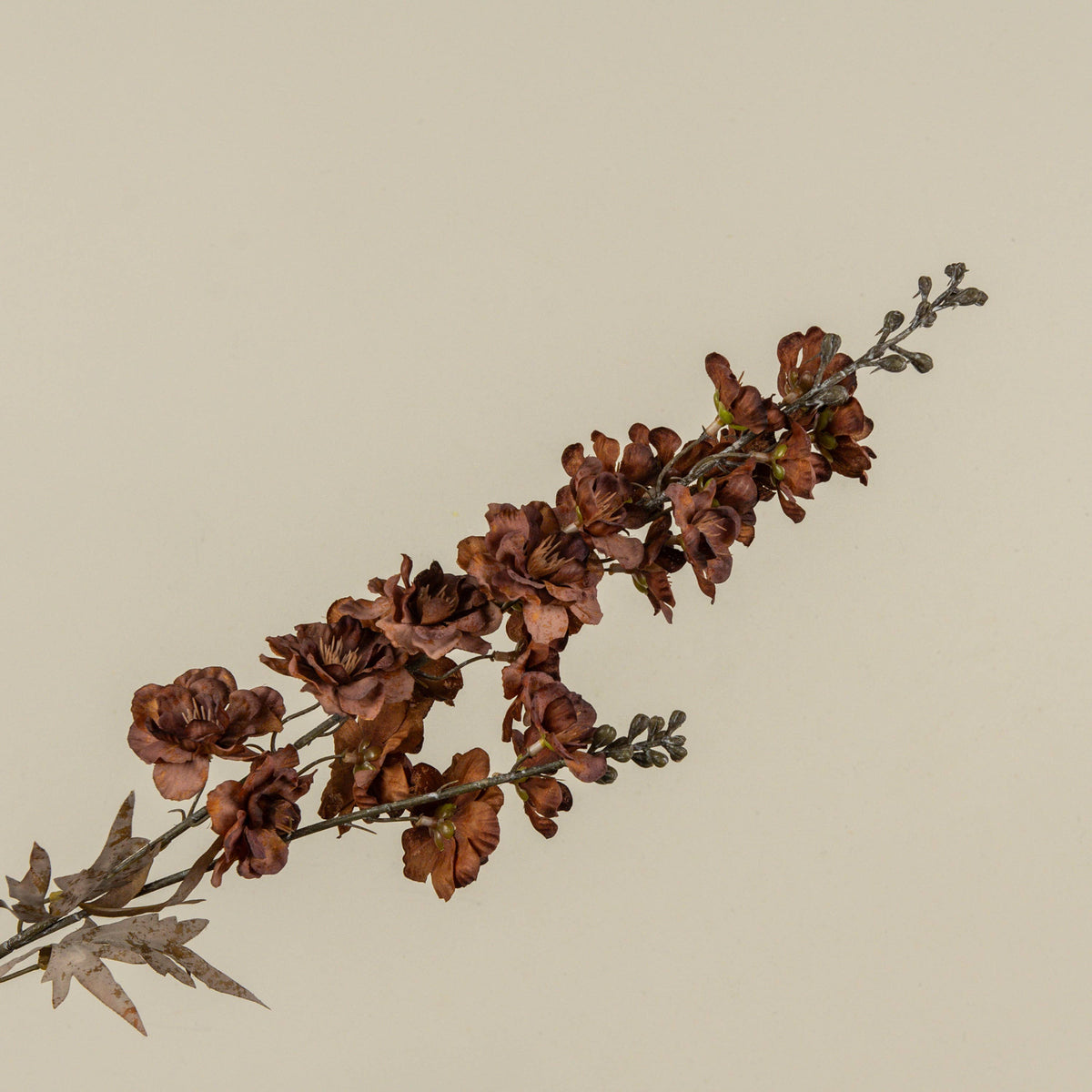 34" Brown Larkspur Spray – Elegant Faux Fall Floral