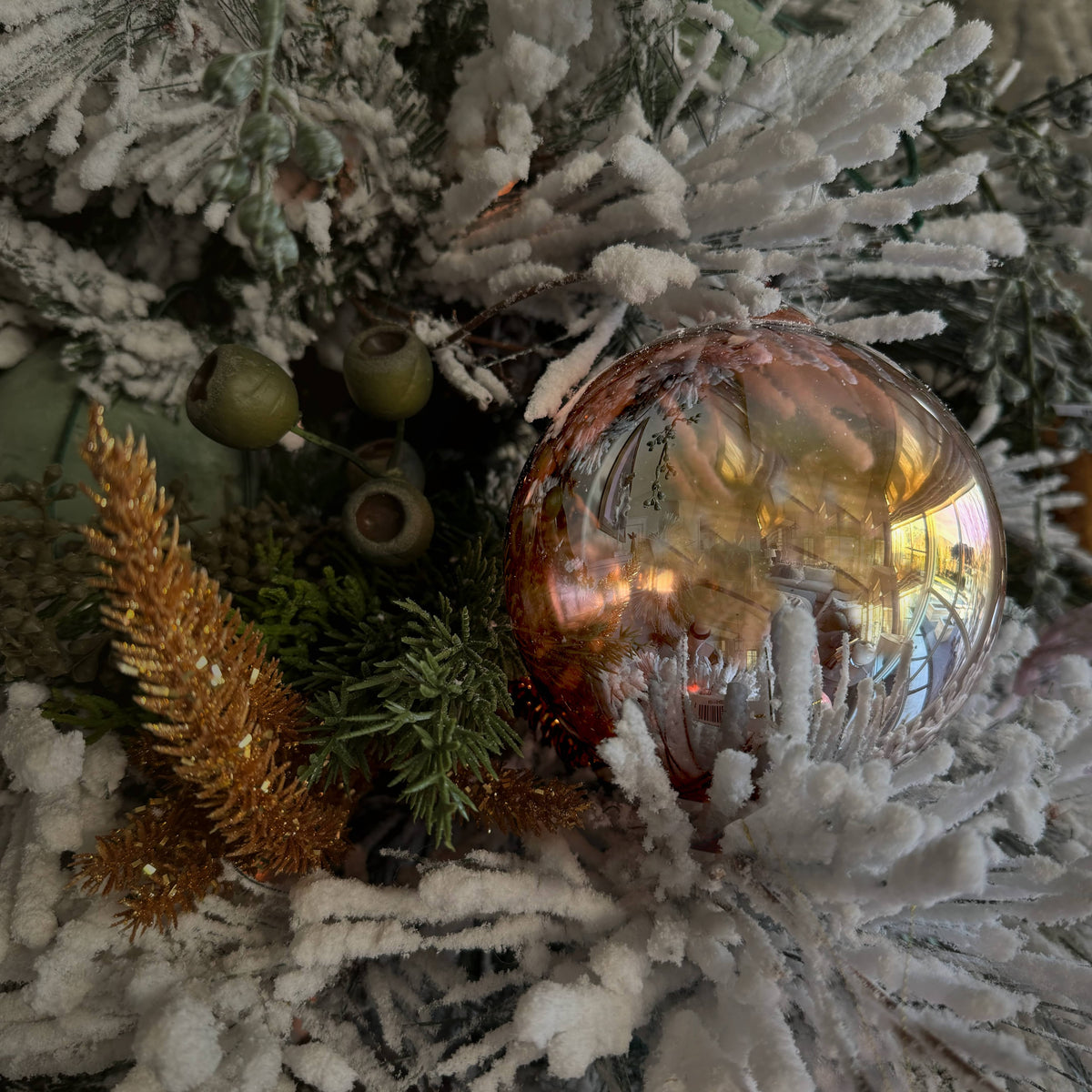 Burgundy Iridescent Handblown Glass Ball Ornament 5.5"H x 4.5"W