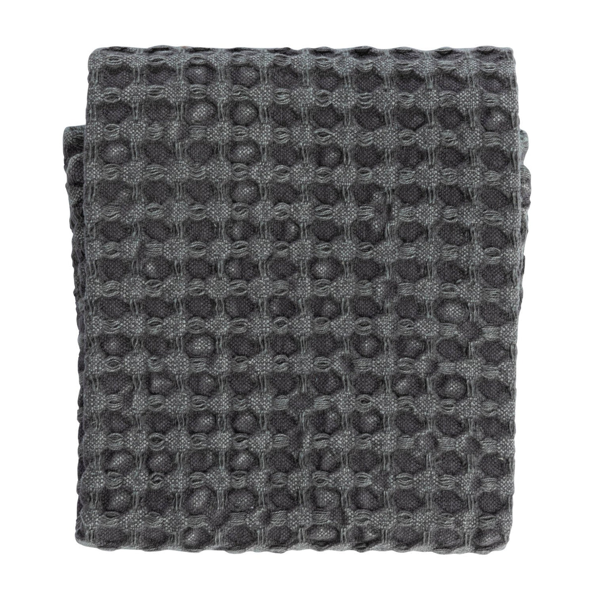 Charcoal Stonewashed Cotton Waffle Weave Tea Towel – 28" x 18"