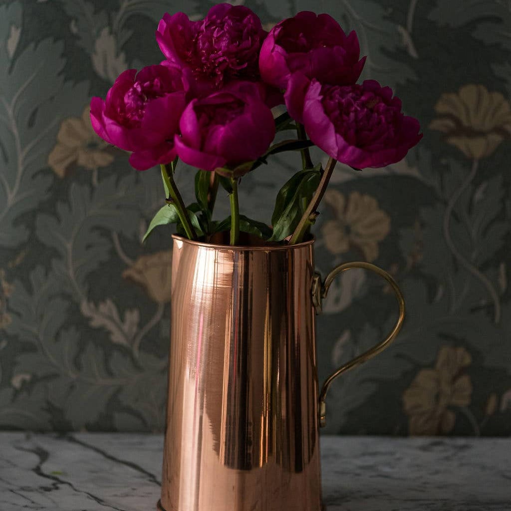 Copper Water Pitcher 9.5" - 100% Pure Copper with Brass Handle