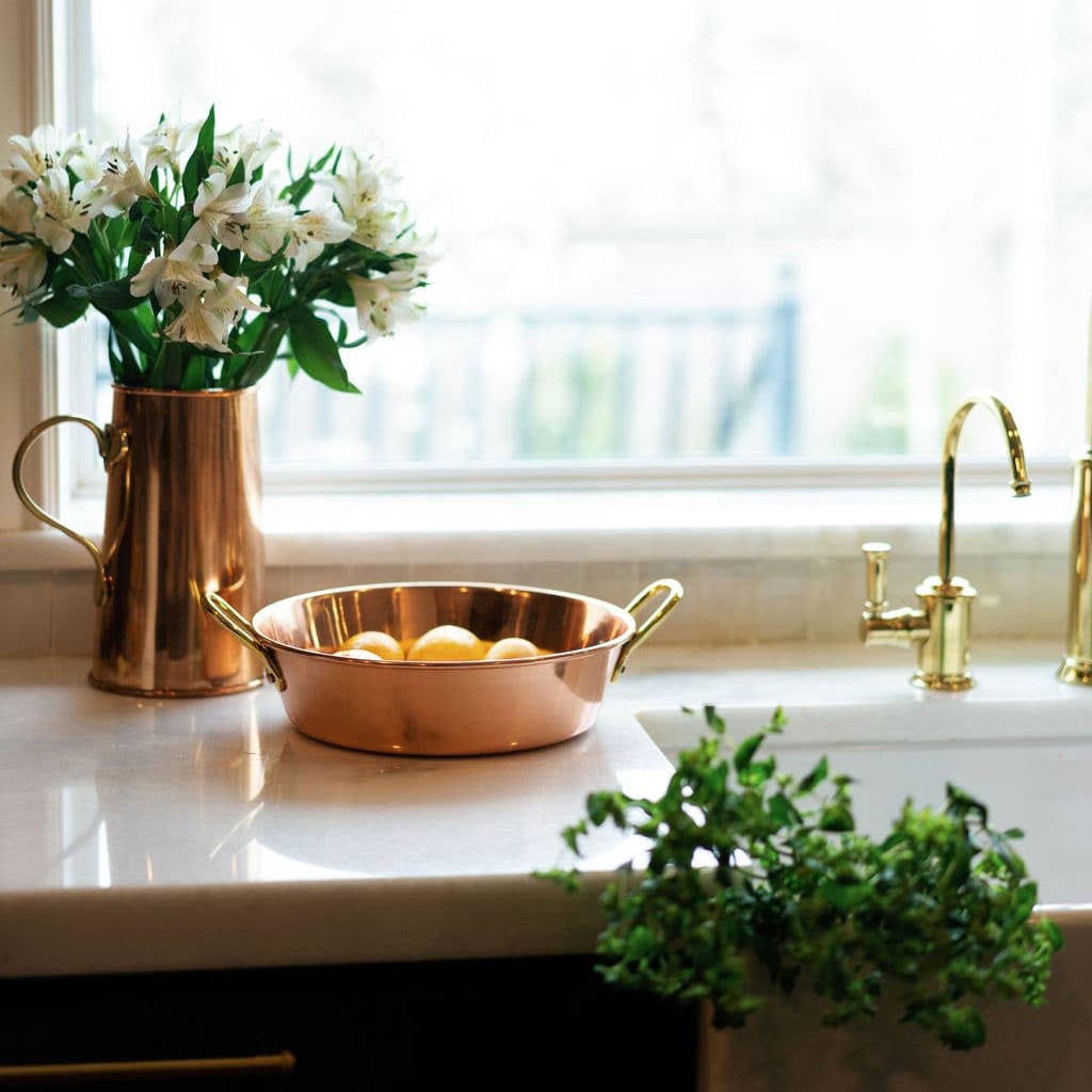 Copper Water Pitcher 9.5" - 100% Pure Copper with Brass Handle