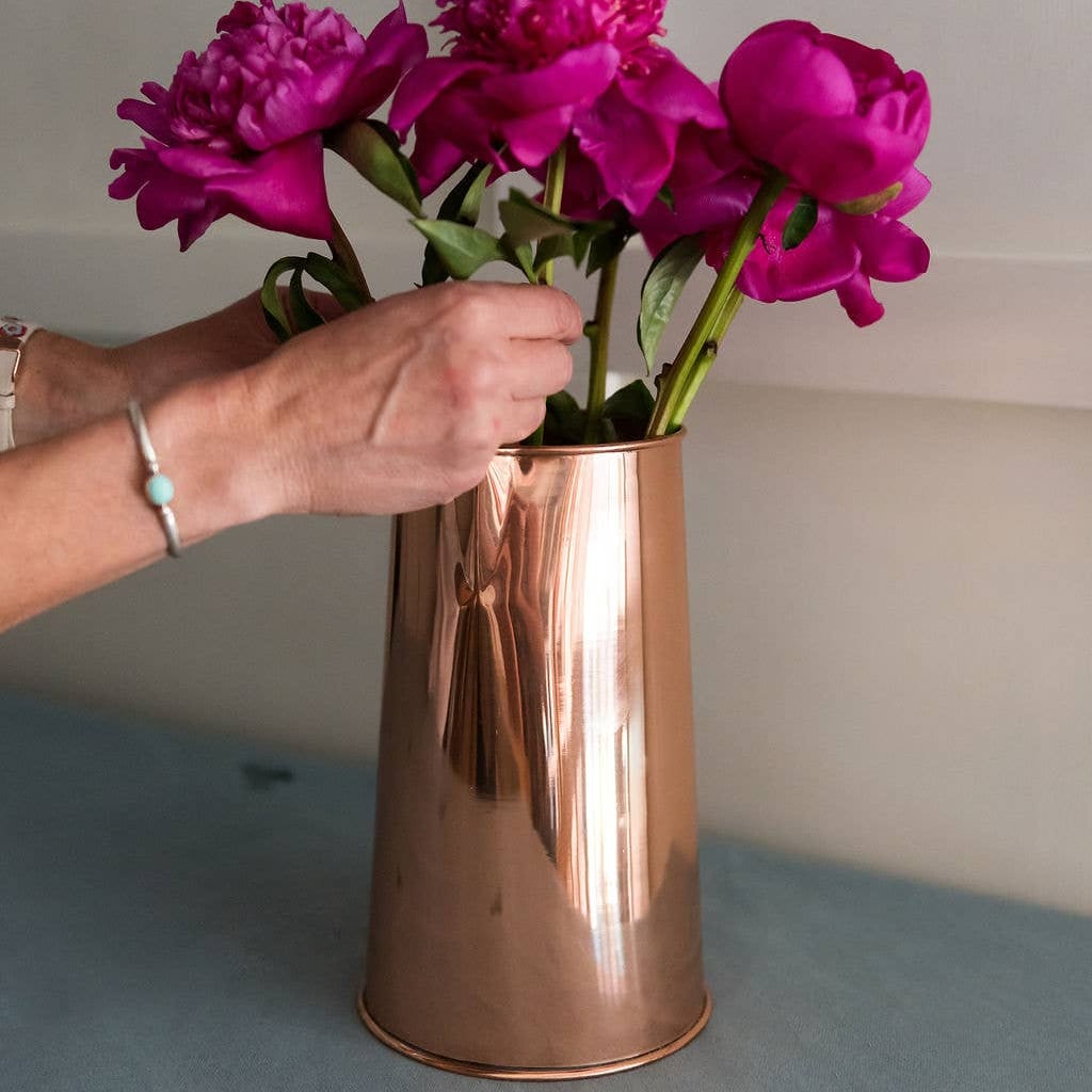 Copper Water Pitcher 9.5" - 100% Pure Copper with Brass Handle