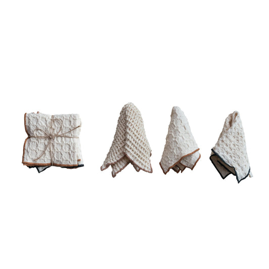 Cotton Waffle Weave Dish Cloths – Set of 3, Natural & Neutral Colors