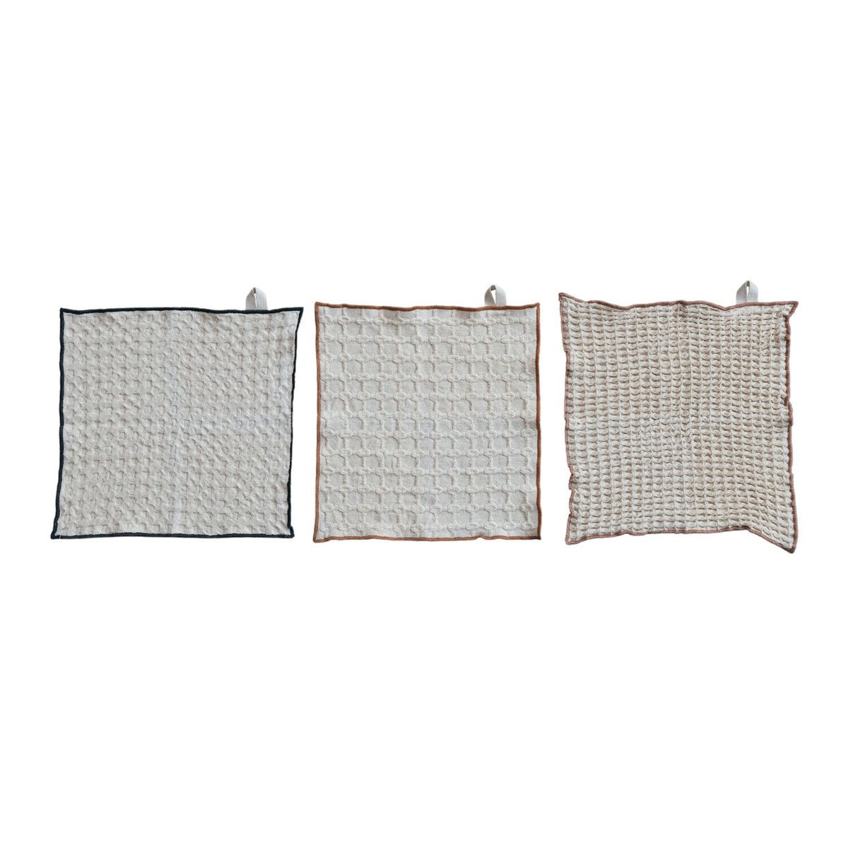 Cotton Waffle Weave Dish Cloths – Set of 3, Natural & Neutral Colors