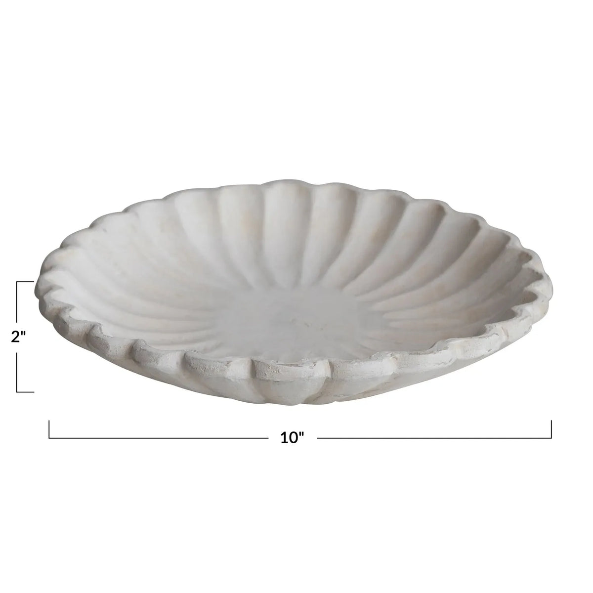 Decorative Mango Wood Scalloped Plate - Antique White