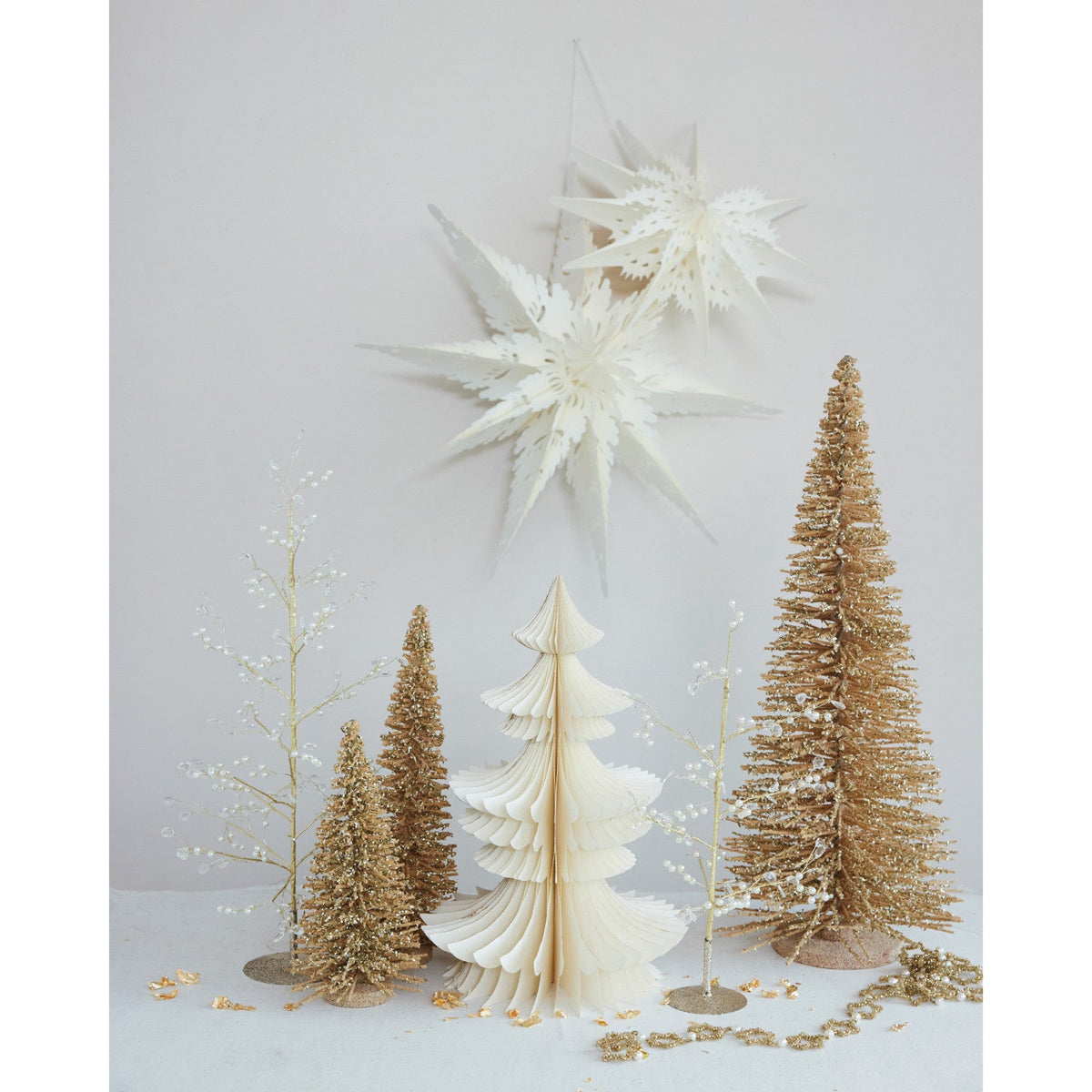 18" Ivory Recycled Paper Folding Snowflake Ornament