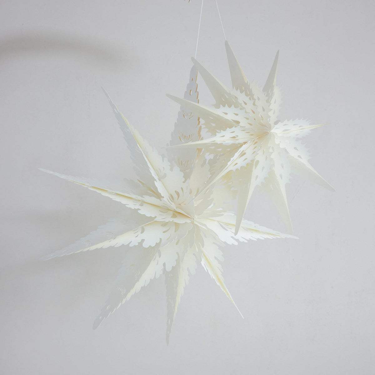 18" Ivory Recycled Paper Folding Snowflake Ornament
