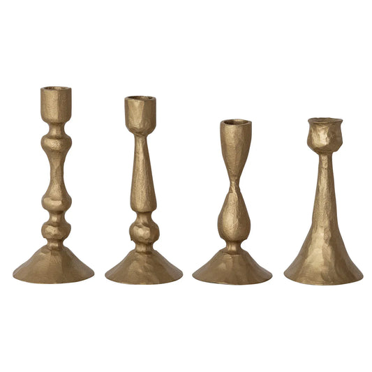 Hand-Forged Metal Taper Candle Holder - Antique Gold | 4 Styles | Fits 1/2" Taper