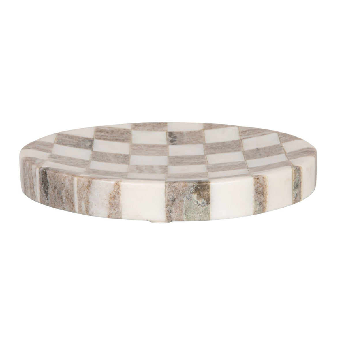 Marble Checkered Cheese Board & Serving Tray - Buff & White