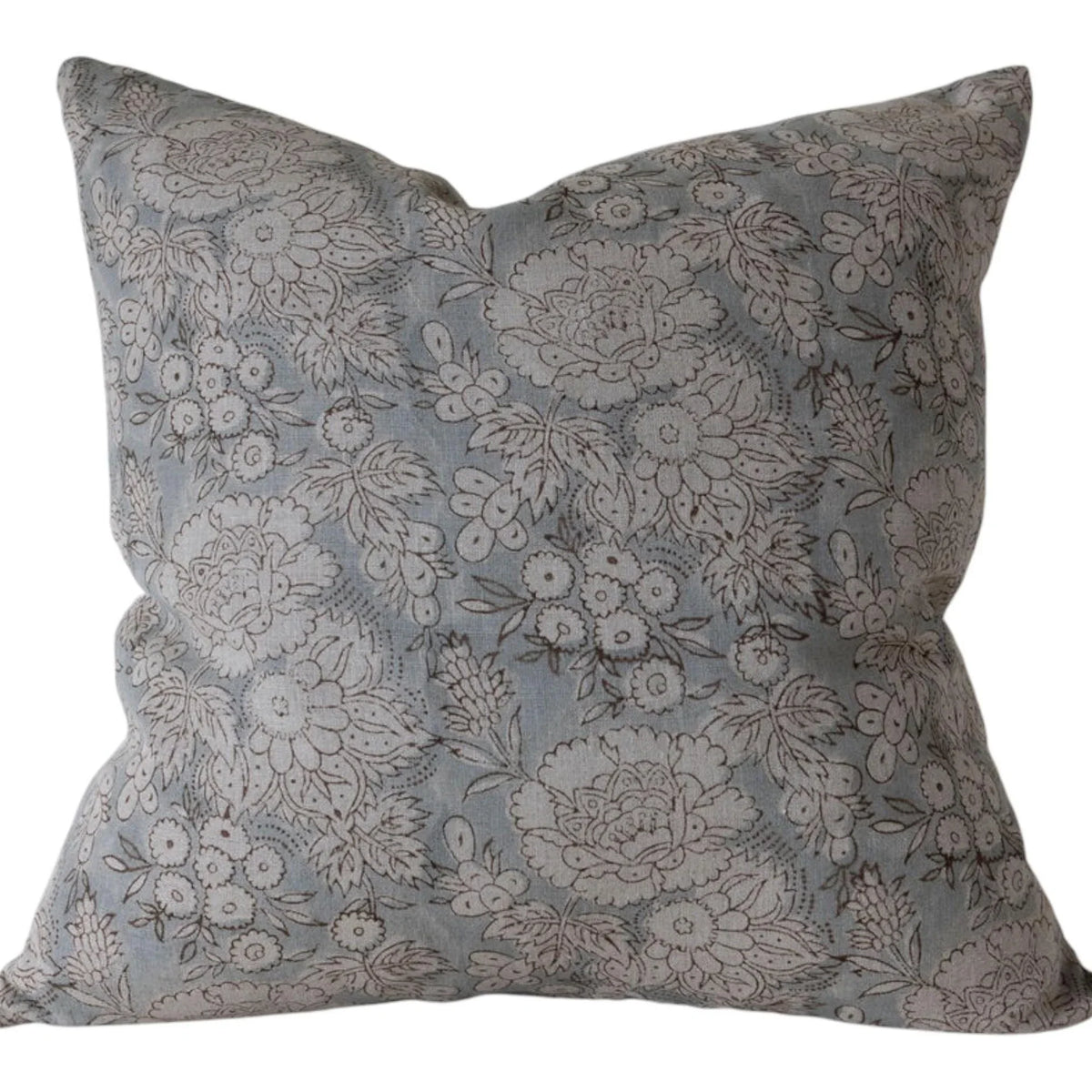 Designer Ophir Block Print Floral Pillow Cover with Insert – 20x20
