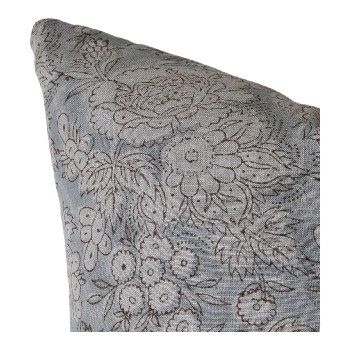 Designer Ophir Block Print Floral Pillow Cover with Insert – 20x20