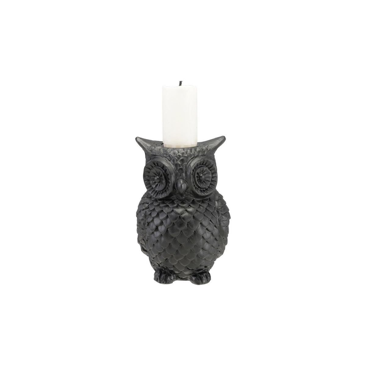 Black Resin Owl Taper Candle Holder