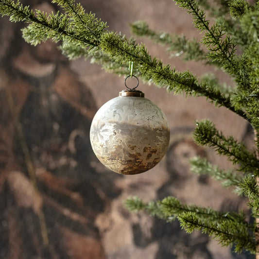 Etched Ancient Gold Glass Ornament - Vintage Antique Finish Christmas Decor