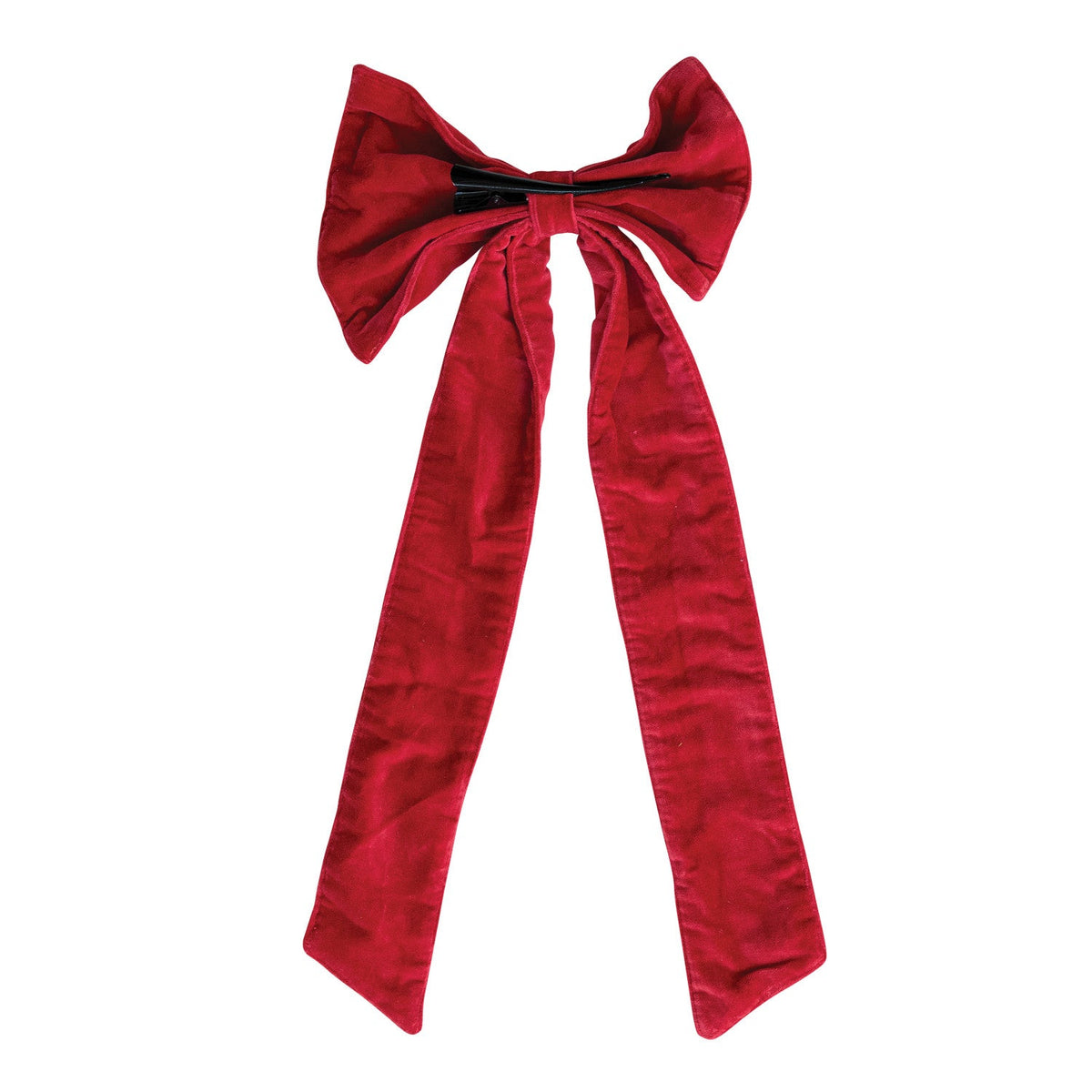 Red Cotton Velvet Clip-On Christmas Bow – 2 Sizes