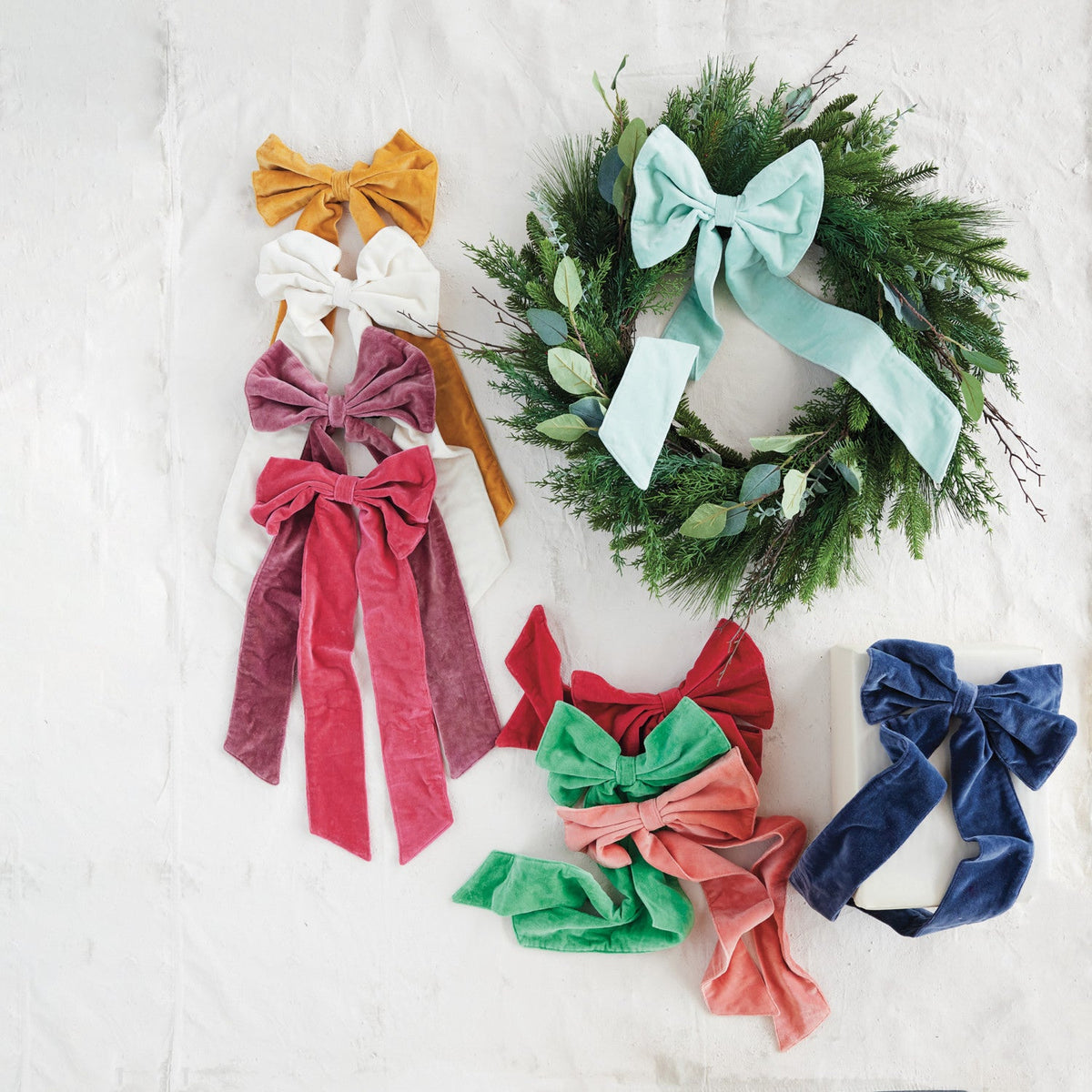 Red Cotton Velvet Clip-On Christmas Bow – 2 Sizes