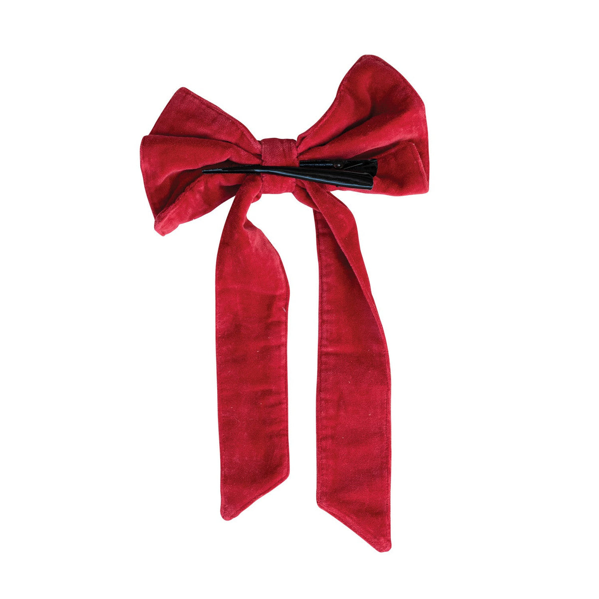 Red Cotton Velvet Clip-On Christmas Bow – 2 Sizes