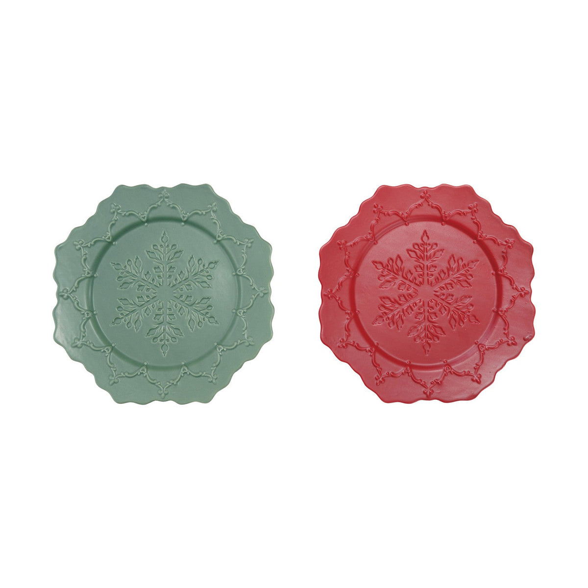 Ceramic Scalloped Octagon Snowflake Plate – Matte Finish | 9.25"