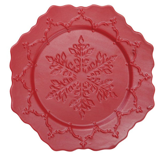 Ceramic Scalloped Octagon Snowflake Plate – Matte Finish | 9.25"