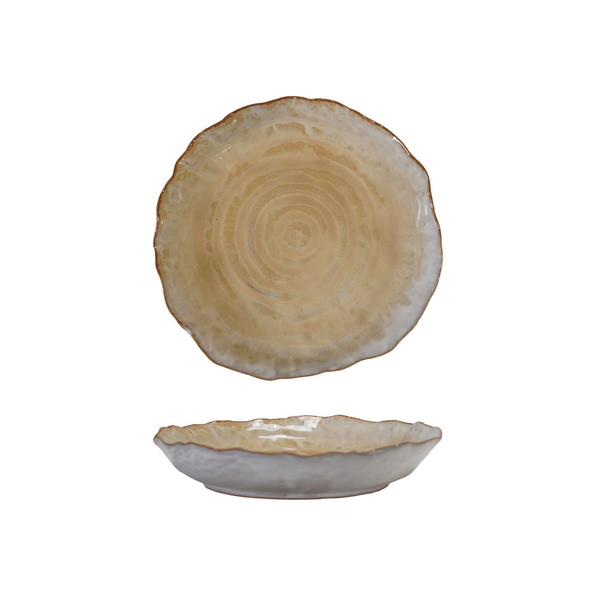 Organic Shaped Stoneware Serving Plate 7.9" x 7.6" - Reactive Glaze