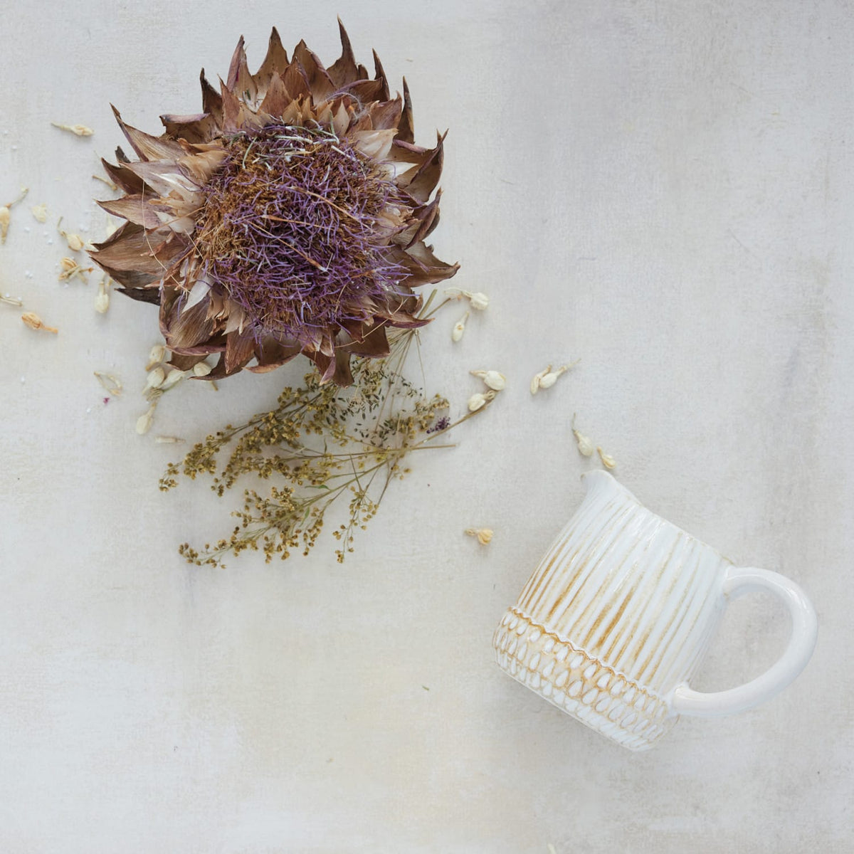 Cream Stoneware Acorn Shaped Creamer
