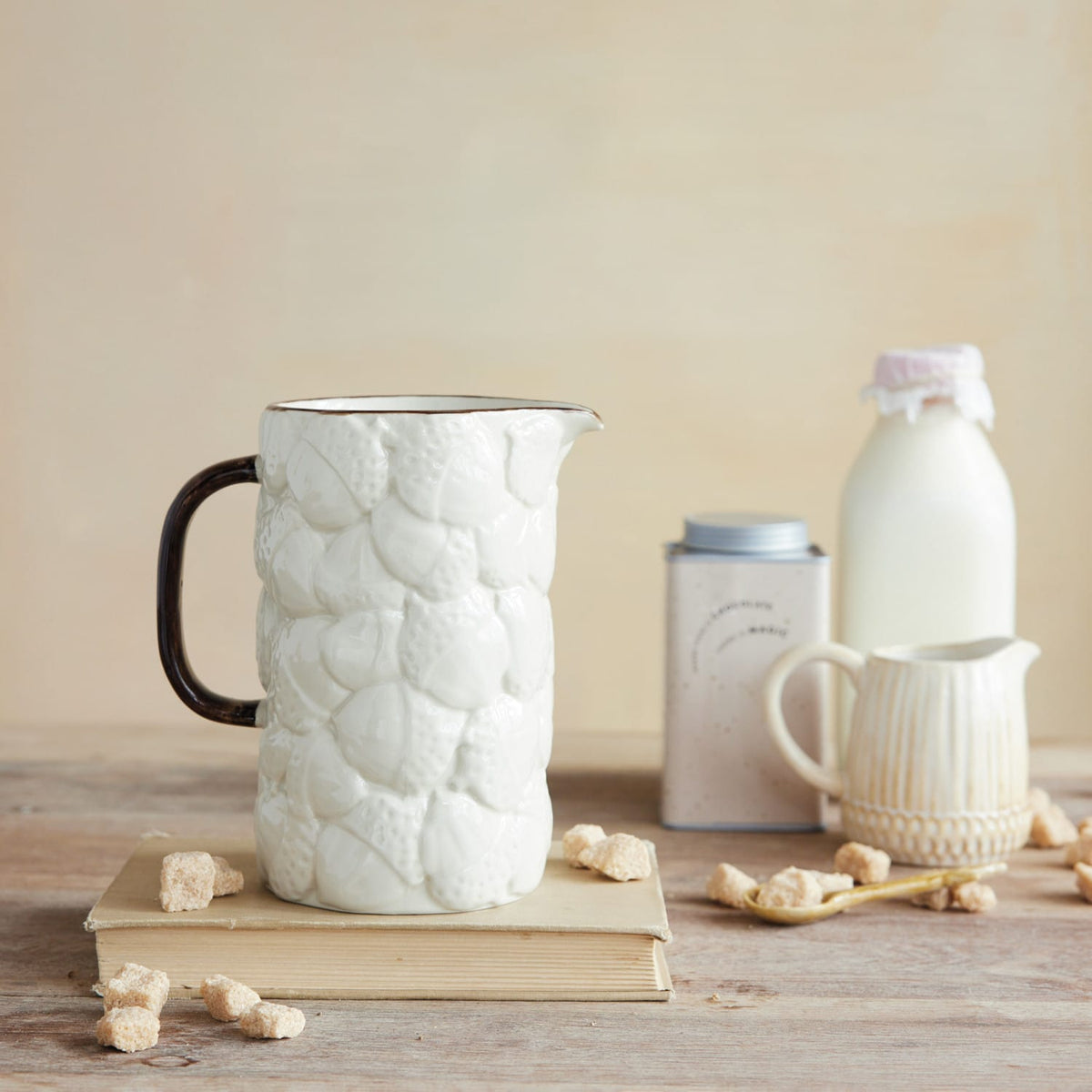 Cream Stoneware Acorn Shaped Creamer