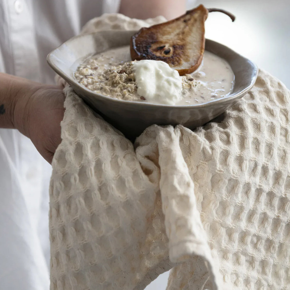 Stonewashed Cotton Waffle Weave Tea Towel – Natural