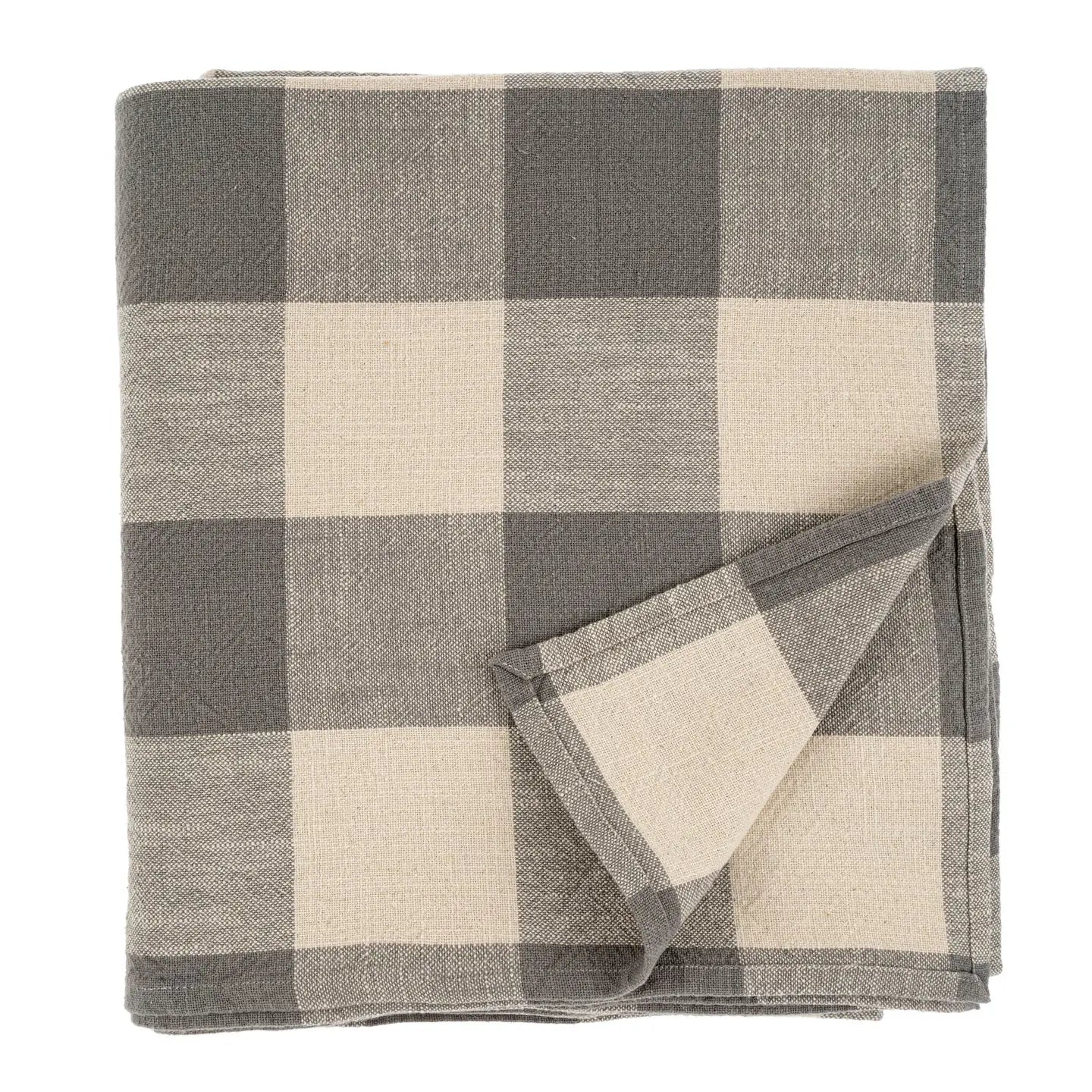 Salinas Gingham Tablecloth, Grey