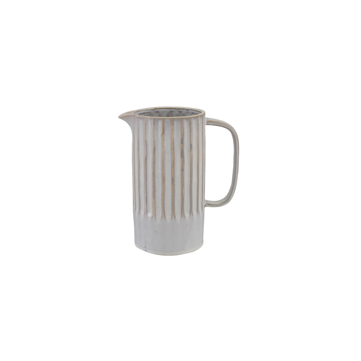 White Ribbed Stoneware Pitcher – 1-3/4 Quart