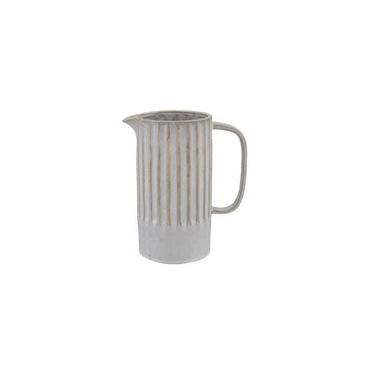 White Ribbed Stoneware Pitcher – 1-3/4 Quart